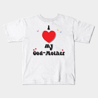 I love my god-mother heart doodle hand drawn design Kids T-Shirt